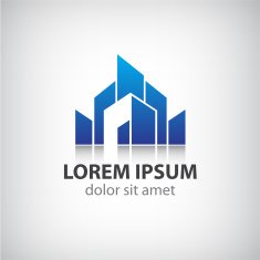 vector abstract blue icon logo building silhouette