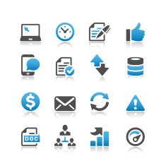 Vector set of blue-and-black Web icons