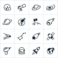 Black Space Icons - Line Style