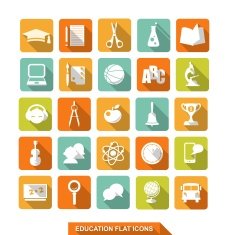 Flat education icons with shadow N2