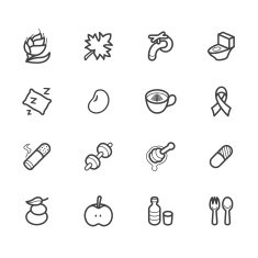 healthy element vector black icon set2 on white background N2
