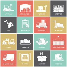 Warehouse icons flat