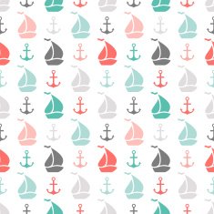Seamless pattern of anchor and sailboat shape