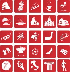 italian set icon isolated on white background