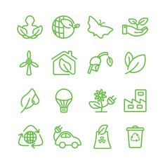 Ecology green line icon