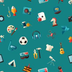 Pattern of modern flat design hobby icons and infographicselements set