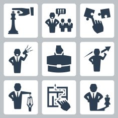 Manager and boss related vector icons set