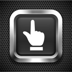 Index Finger Pointing on Black Square Button
