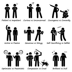 Human Personalities Opposite Values Positive vs Negative Pictogram