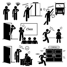 Running Late and Rushing Stick Figure Pictogram