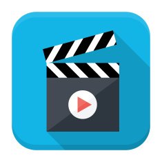 Clapboard play flat app icon with long shadow