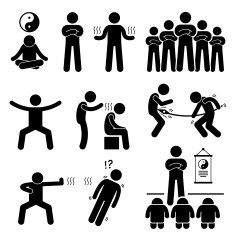 Qigong Qi Energy Power Stick Figure Pictogram Icons