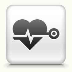 Square Button with Heart Beat