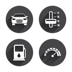 Transport icons Tachometer and petrol station