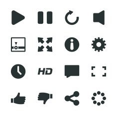 Video Streaming Player Silhouette Icons