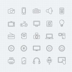 device and multimedia vector thin line symbol icon