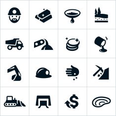Black Gold Mining Industry Icons