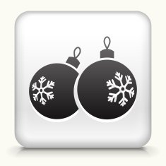 Square Button with Christmas Ornaments