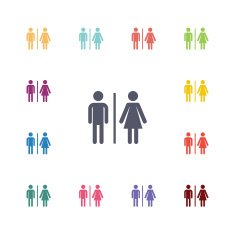 toilet flat icons set