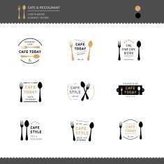 Set of Logo Restaurant and Cafe design icon