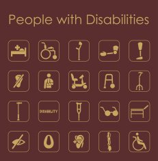Set of people with disabilities simple icons
