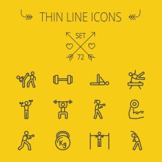 Sports thin line icon set N2