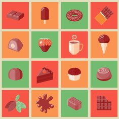 Chocolate icons flat