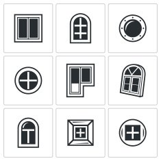 Various window icons set Vector Illustration