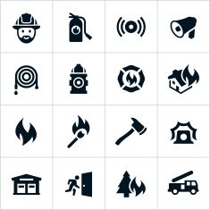 Black Firefighting Icons