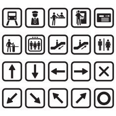 Subway or metro icons set