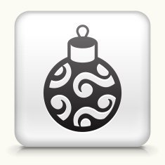 Square Button with Christmas Tree Decoration