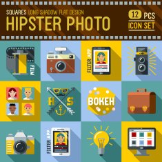 Hipster photo square icon set Trendy illustrations N2