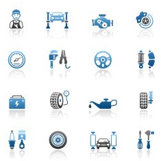 Blue Auto Service Icon Set