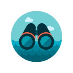 Flat vector icon of binoculars