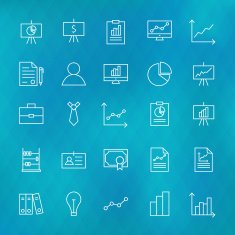 Business Chart Graph and Finance Line Icons Set