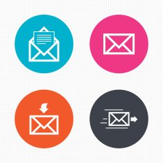 Mail envelope icons Message document symbols