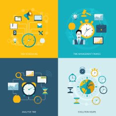 Time management flat icons