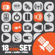 photo audio video icon set