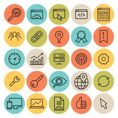 SEO flat icon set