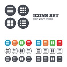 List menu icons Content view options N2