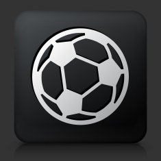 Black Square Button with Soccer Ball Icon