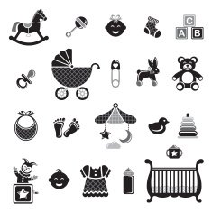 Black & White Baby Icon Set
