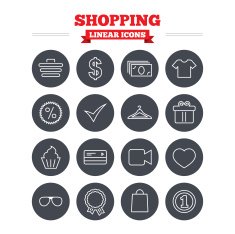 Shopping linear icons set Thin outline signs Vector