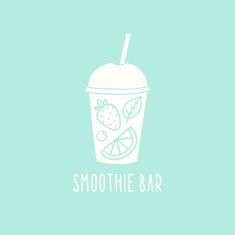 Smoothie bar logotype Vector hand drawn cup to go