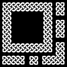 Black and white Celtic knot frame design elements