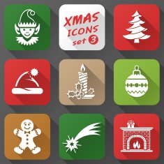 Set of christmas icons in flat style N2