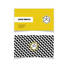 Business card red front black and white pattern back