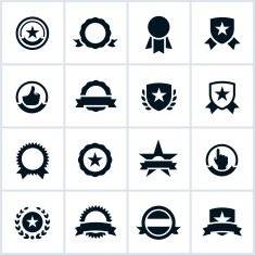 Black Seals and Ribbons Icons