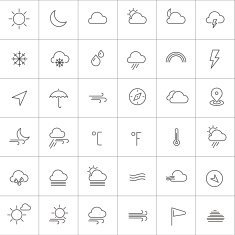 Weather line thin icons
