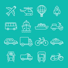 Vector transportation icons and signs